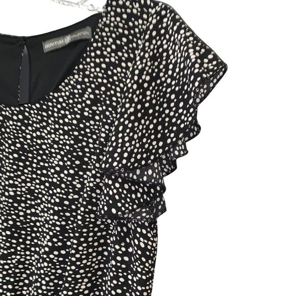 Hi-Low Faux Wrap Midi Dress  Black and White Polka Dot Size PS - Picture 2 of 5